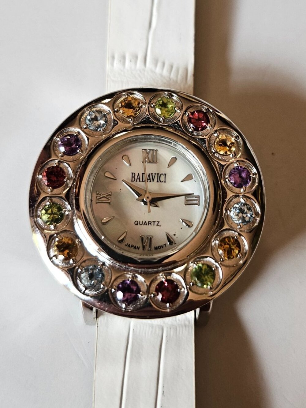 Badavici Designs Women's Watch White MoP Gemstone Bezel Japan movement